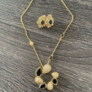 Gold and black tone‎ necklace and earring set